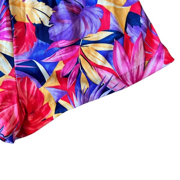 Vintage Granada Vibrant Tropical Palm Leaf Strapless Romper M - Picture 7 of 7